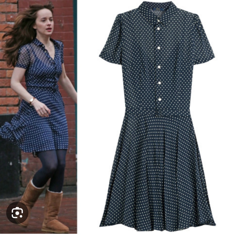 Polo Ralph Lauren polkadot dress ASO Anastasia Steele